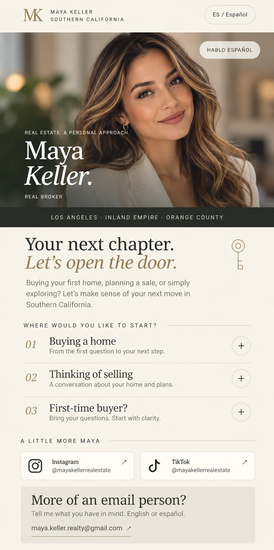Custom Maya Keller lyncc.me page